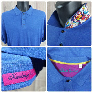 Robert Graham Mens 2XL Polo Shirt Blue Flip Collar